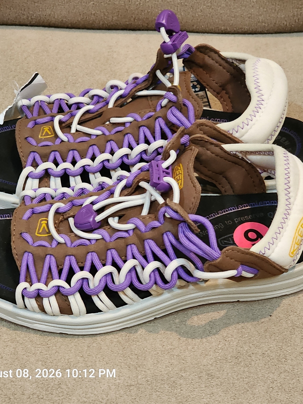 KEEN Brown, Purple & White Woven Bungee Sandals